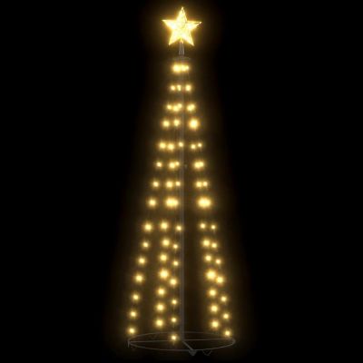 vidaXL Christmas Cone Tree Warm White 84 LEDs Decoration 19.7"x59.1" Image 1