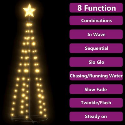 vidaXL Christmas Cone Tree Warm White 84 LEDs Decoration 19.7"x59.1" Image 1