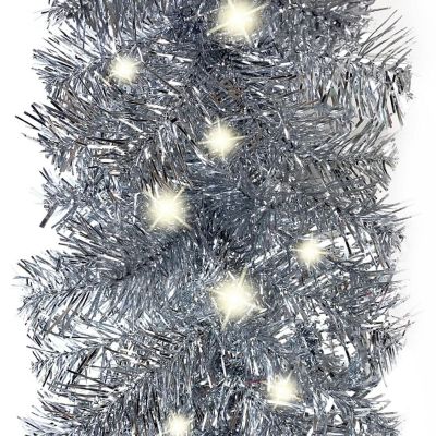 vidaXL Christmas Garland with LED Lights 33 ft Silver Image 3