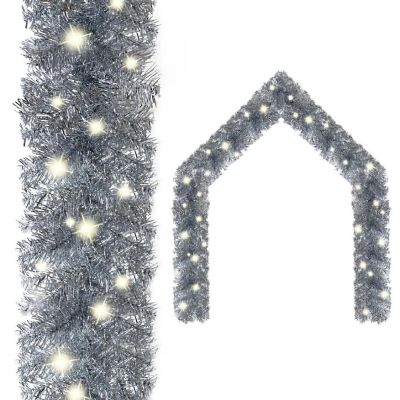 vidaXL Christmas Garland with LED Lights 66 ft Silver Image 1