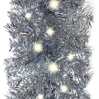 vidaXL Christmas Garland with LED Lights 66 ft Silver Image 3