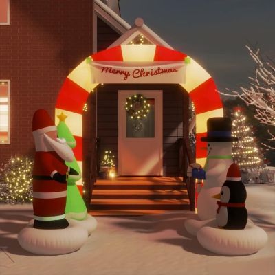 vidaXL Christmas Inflatable Santa & Snowman Arch Gate LED 102.4" Image 1