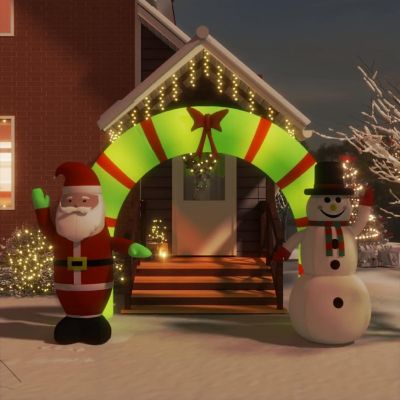 vidaXL Christmas Inflatable Santa & Snowman Arch Gate LED 106.3" Image 1