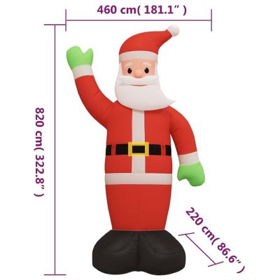 vidaXL Christmas Inflatable Santa Claus with LEDs 322.8" Image 3