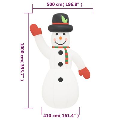 vidaXL Christmas Inflatable Snowman with LEDs 393.7" Image 3