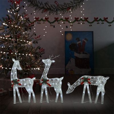 vidaXL Christmas Reindeer Family 106.3"x2.8"x35.4" White Cold White Mesh Image 1