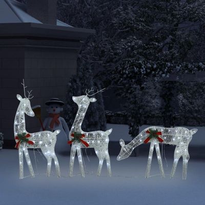 vidaXL Christmas Reindeer Family 106.3"x2.8"x35.4" White Cold White Mesh Image 2