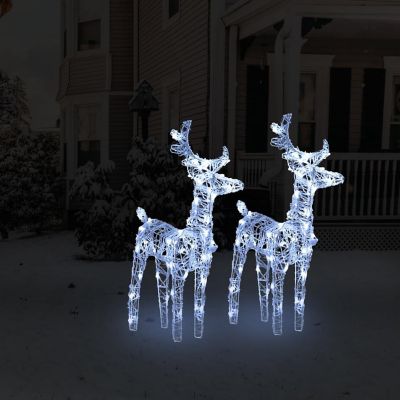 vidaXL Christmas Reindeers 2 pcs Cold White 80 LEDs Acrylic Image 1