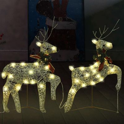 vidaXL Christmas Reindeers 2 pcs Gold 40 LEDs Image 1