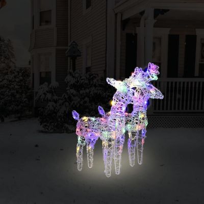 vidaXL Christmas Reindeers 2 pcs Multicolor 80 LEDs Acrylic Image 1