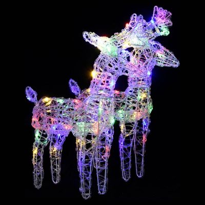 vidaXL Christmas Reindeers 2 pcs Multicolor 80 LEDs Acrylic Image 2
