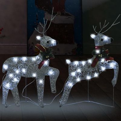 vidaXL Christmas Reindeers 2 pcs Silver 40 LEDs Image 1