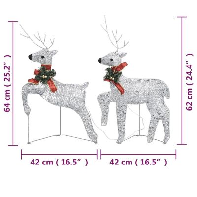 vidaXL Christmas Reindeers 2 pcs Silver 40 LEDs Image 3