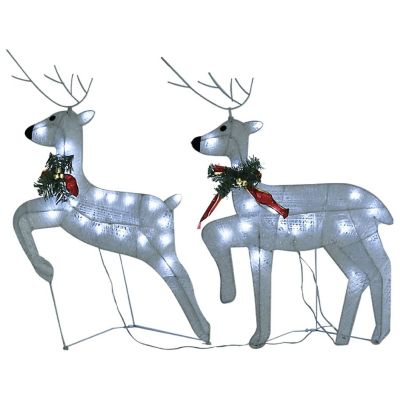 vidaXL Christmas Reindeers 2 pcs White 40 LEDs Image 1