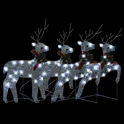 vidaXL Christmas Reindeers 4 pcs Silver 80 LEDs Image 2