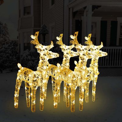 vidaXL Christmas Reindeers 4 pcs Warm White 160 LEDs Acrylic Image 1