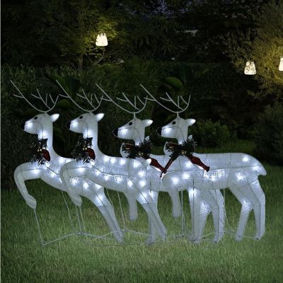 vidaXL Christmas Reindeers 4 pcs White 80 LEDs Image 1
