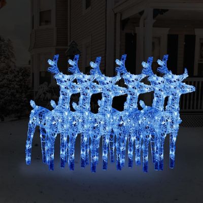 vidaXL Christmas Reindeers 6 pcs Blue 240 LEDs Acrylic Image 1