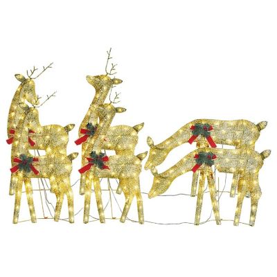 vidaXL Christmas Reindeers 6 pcs Gold Warm White Mesh Image 1