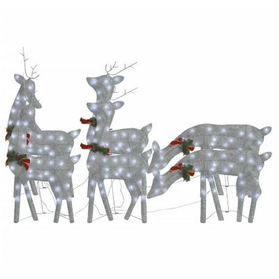 vidaXL Christmas Reindeers 6 pcs Silver Cold White Mesh Image 1