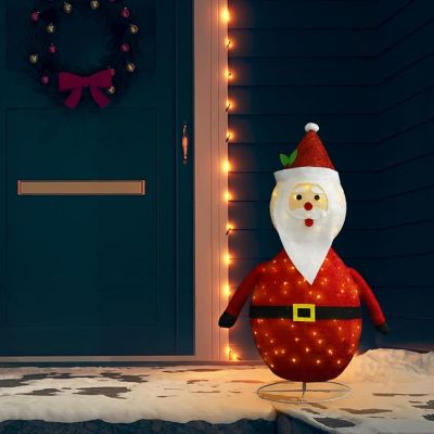 vidaXL Decorative Christmas Santa Claus Figure LED Luxury Fabric 4 ft Image 1