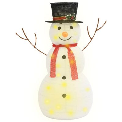 vidaXL Decorative Christmas Snowman Figure with LED Luxury Fabric 3 ft Image 1