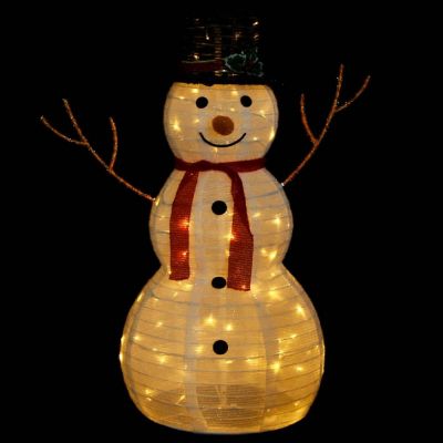 vidaXL Decorative Christmas Snowman Figure with LED Luxury Fabric 3 ft Image 3