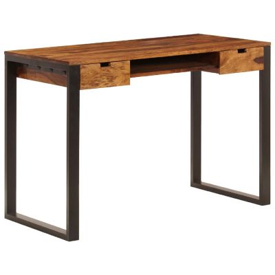 vidaXL Desk 43.3"x21.7"x30.7" Solid Sheesham Wood and Steel Image 1