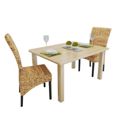 vidaXL Dining Chairs 2 pcs Abaca and Solid Mango Wood Image 1