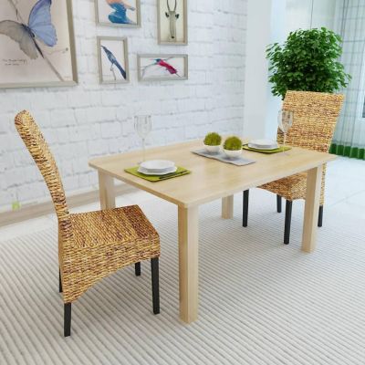 vidaXL Dining Chairs 2 pcs Abaca and Solid Mango Wood Image 3