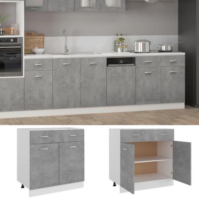 vidaXL Drawer Bottom Cabinet Concrete Gray 31.5"x18.1"x32.1" Engineered Wood Image 2