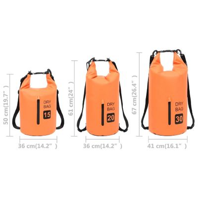 vidaXL Dry Bag with Zipper Orange 7.9 gal PVC Image 3