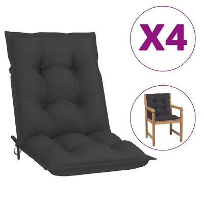vidaXL Garden Lowback Chair Cushions 4 pcs Anthracite 39.4"x19.7"x2.8" Fabric Image 1
