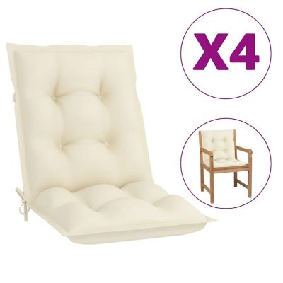 vidaXL Garden Lowback Chair Cushions 4 pcs Cream 39.4"x19.7"x2.8" Fabric Image 1