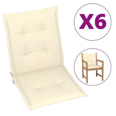 vidaXL Garden Lowback Chair Cushions 6 pcs Cream 39.4"x19.7"x1.2" Oxford Fabric Image 1