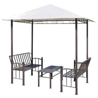 vidaXL Garden Pavilion with Table and Benches 8.2'x4.9'x7.9' Image 1