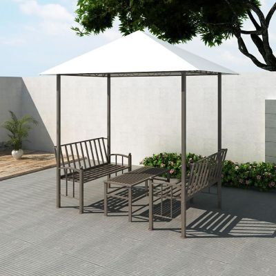 vidaXL Garden Pavilion with Table and Benches 8.2'x4.9'x7.9' Image 1