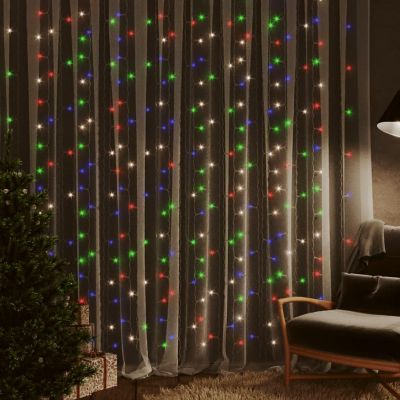vidaXL LED Curtain Fairy Lights 9.8'x9.8' 300 LED Colorful 8 Function Image 1