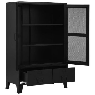 vidaXL Office Cabinet with Mesh Doors Industrial Black 29.5"x15.7"x47.2" Steel Image 2