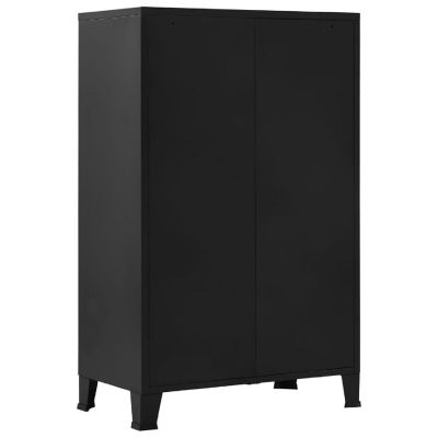 vidaXL Office Cabinet with Mesh Doors Industrial Black 29.5"x15.7"x47.2" Steel Image 3