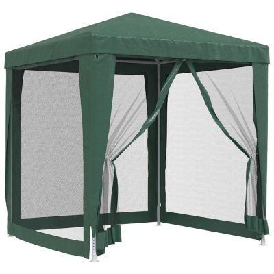 vidaXL Party Tent with 4 Mesh Sidewalls Green 6.6'x6.6' HDPE Image 1