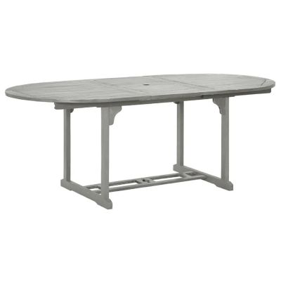 vidaXL Patio Table Gray 78.7"x39.4"x29.5" Solid Acacia Wood Image 1