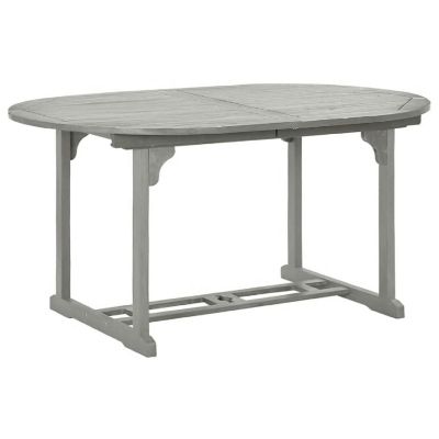 vidaXL Patio Table Gray 78.7"x39.4"x29.5" Solid Acacia Wood Image 3
