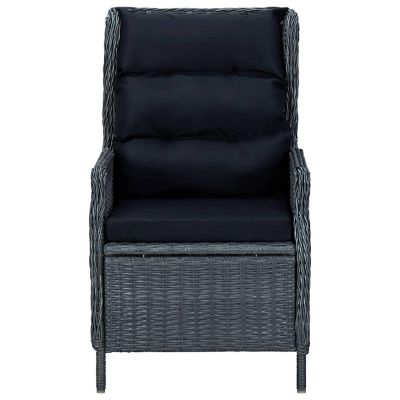 vidaXL Reclining Patio Chair with Cushions Poly Rattan Dark Gray Image 2