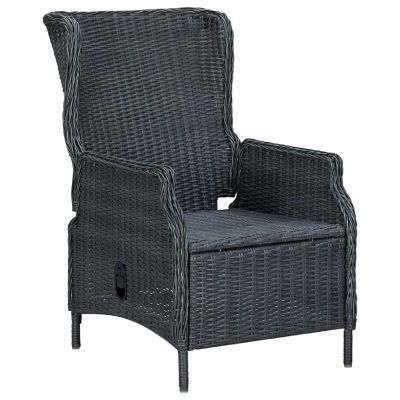 vidaXL Reclining Patio Chair with Cushions Poly Rattan Dark Gray Image 3