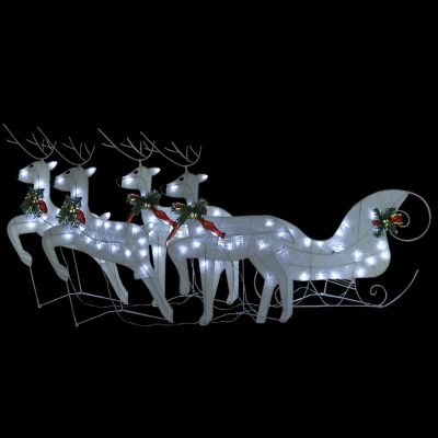 vidaXL Reindeer & Sleigh Christmas Decoration 100 LEDs Outdoor White Image 1