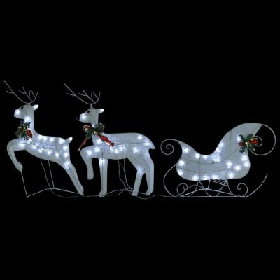 vidaXL Reindeer & Sleigh Christmas Decoration 100 LEDs Outdoor White Image 2