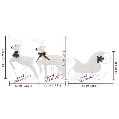 vidaXL Reindeer & Sleigh Christmas Decoration 100 LEDs Outdoor White Image 3