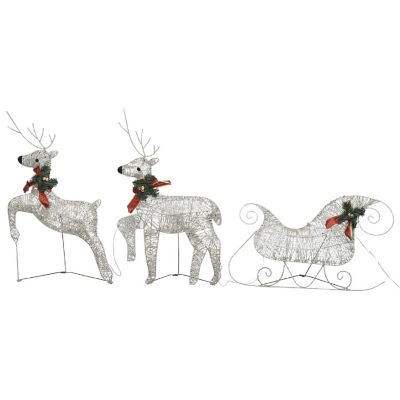 vidaXL Reindeer & Sleigh Christmas Decoration 60 LEDs Outdoor Gold Image 1