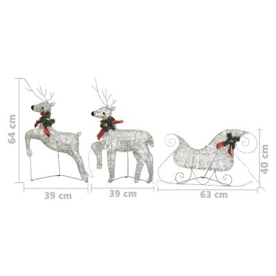 vidaXL Reindeer & Sleigh Christmas Decoration 60 LEDs Outdoor Gold Image 3